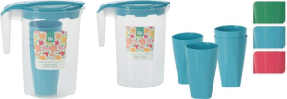 Džbán ,0l + 4kelímky , l, 3barvy, plast