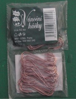 Háček-50ks-krátký měděný vánoční /100/