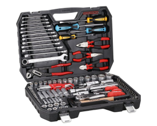 Sada nářadí PVC kufr 1/4" + 1/2",  122ks