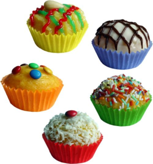 Košíček d50x30mm, 100ks, barevný papír MUFFINY