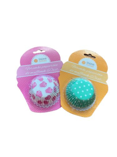 Košíček d50x30mm, 60ks, barevný papír MUFFINY