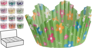 Košíček d50x30mm, 60ks, ozdobný okraj, barevný papír MUFFINY