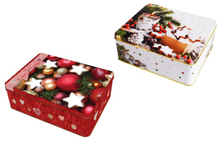 Dóza plech. 18x12,5x7cm sada 22 BOX2, lesní Vánoce