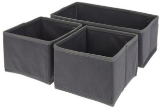 Organizér x x cm, 3kusy, šedý pevný textil