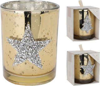 Svíčka vánoční d8x10cm ZLATÁ, 2druhy, sklo