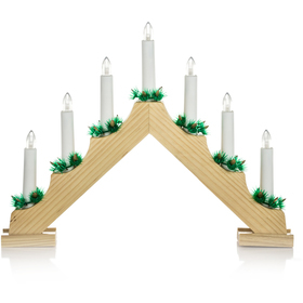 Sedmiramenný svícen 7LED dekor dřevo