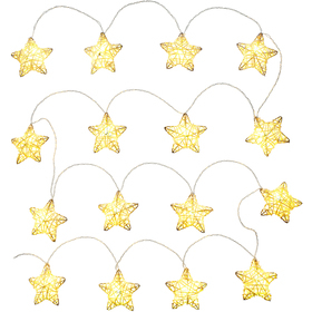 Vánoční řetěz - Hvězda přírodní 16LED teplá bílá