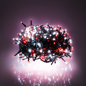 Vánoční řetěz - ježek 600LED 11+5m červená/studená bílá