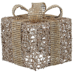 Dárek zlatý 10LED 15cm