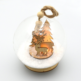 Skleněná ozdoba les 1LED