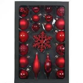 Sada vánočních ozdob 25ks ČERVENÉ