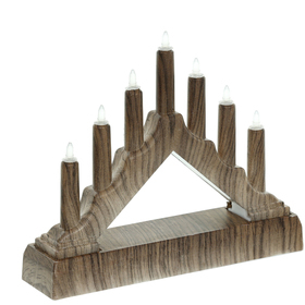 Svícen 7 LED 15,7cm, dekor tmavé dřevo