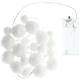 Vánoční řetěz s pompomy 20 LED teplá bílá