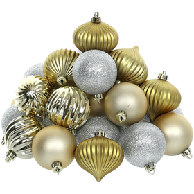 Sada vánočních ozdob 30ks/60mm mix ZLATÉ/STŘÍBRNÉ
