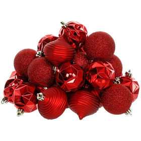 Sada vánočních ozdob 30ks/60mm ČERVENÉ