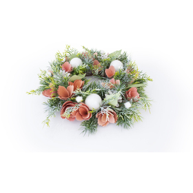 Vánoční věnec se stříbrnými šiškami 26cm