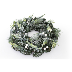 Vánoční věnec se zelenými šiškami 33cm
