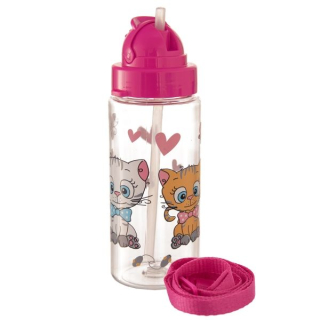 Láhev 0,50l KOCOUŘI, brčko, TRITAN, transp. plast