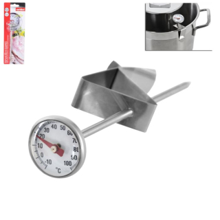 Teploměr 14cm tyčkový s klipem, -10°C+100°C, zavařovací se závěsem