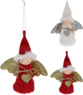 Závěs anděl 14cm, 2druhy, textilní