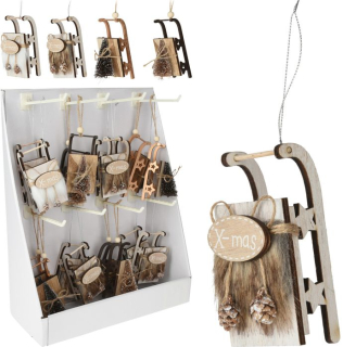 Závěs SÁŇKY 11,5x5,5x6,5cm, 4druhy, dřevo