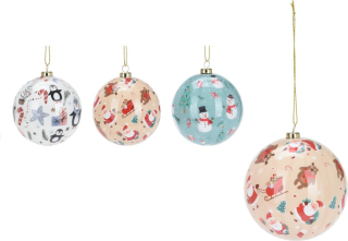 Koule d 8cm, vánoční motivy, 3druhy