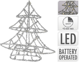 Vánoční STROMEČEK 30cm, 20LED, stříbrný řetěz