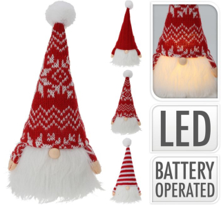 SKŘÍTEK 23cm, 3druhy, LED vousy, vánoční