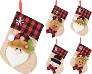 Ponožka 16cm mikulášská, 4druhy, látka