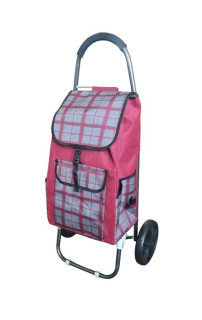 Taška s kol., KÁRO červené, (24kg) přední, boční kapsy, textil