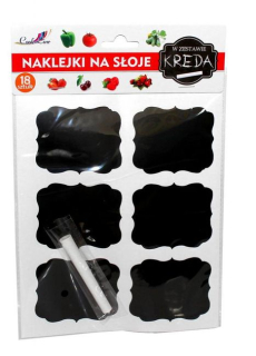 Etikety ČERNÉ 6ks + křída, samolepky