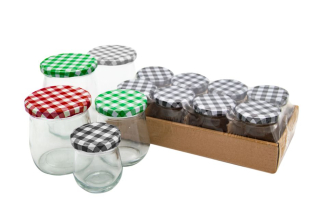 Sklenice zavařovací 300ml, kovové víčko, 4barvy, 8ks