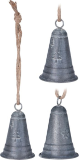 Závěs ZVONEK 6x10cm, šedý, 2druhy, kov/juta