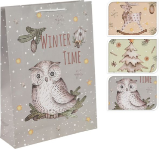 Taška dárková S, VÁNOČNÍ, 16x11,5x6cm, 3 dekory, papír