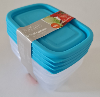 Box-sada 4ks, 0,55l HAPPY COL., modrá, plast