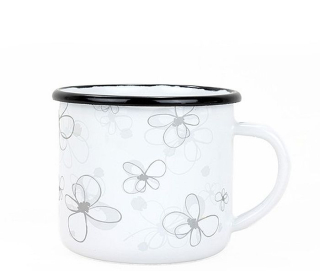 Hrnek d 8cm bílý, KVĚTY, PREMIUM, 0,35l smalt