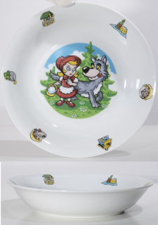 Talíř d19cm hluboký. KARKULKA dětský, porcelán