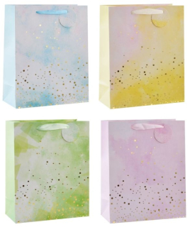 Taška dárková L, ZLATÁ RAŽBA, 32x26x12cm, papír