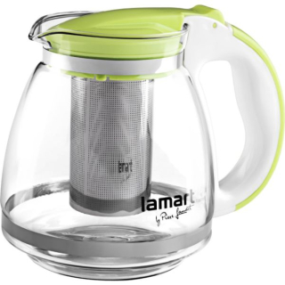 Konvice 1,5l VERRE, zelená, sítko NR, sklo/plast