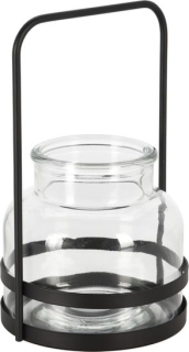 Svícen 12,5x21cm, na čajovou svíčku, sklo+kov