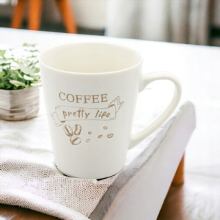 Hrnek 330ml COFFE Pretty L. bílý, (min.obj. 6ks), keramika