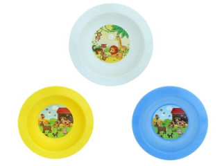 Talíř d17,3cm hlub. FARMA IML, aqua, bílý, žlutý, dětský, plast