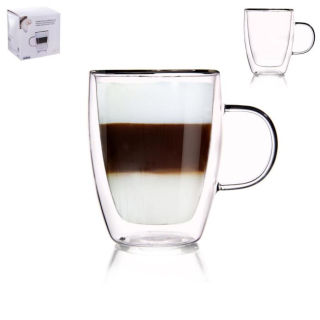 Hrnek 300ml dvoustěnný, d8, v.10,5cm, sklo