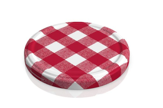 Víčko TWIST  66-10ks KÁRO větší, červenobílé (skl.377ml)