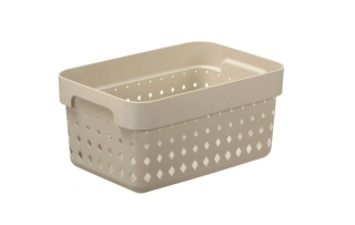 Košík SEOUL S, 26x18x12,6cm-sv.béžový, plast