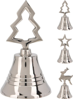 Zvonek 10cm, stříbrný, 3druhy, kov