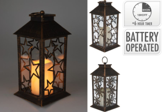 Lucerna 28x14cm, LED osvětlení, 2 druhy, černá, kov