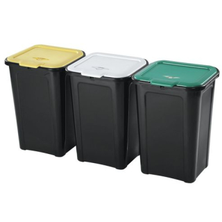 Koš odp.3x45l TONTARELLI, černý, tříd.odp. 3ks-38,5x34,5x54,4cm
