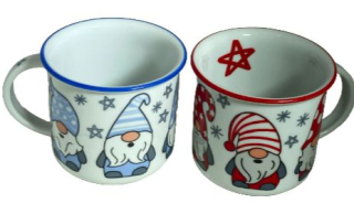 Hrnek 250ml TINA - SKŘÍTEK ČERVENÝ, MODRÝ vánoční, čes.porcelán