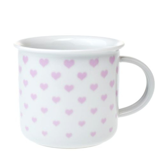 Hrnek 380ml TINA - růžová SRDÍČKA U3295/38, čes.porcelán